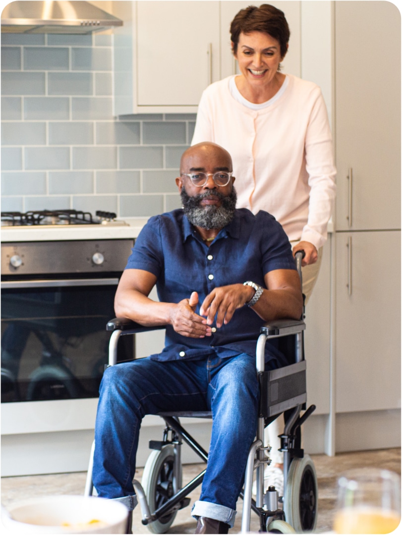 Live in carer with customer in wheelchair